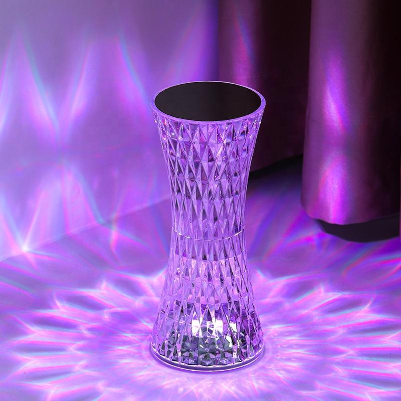 New Led Crystal Table Lamp Rechargeable Touch Colorful Atmosphere Light Night Dimmable Crystal Led Desk