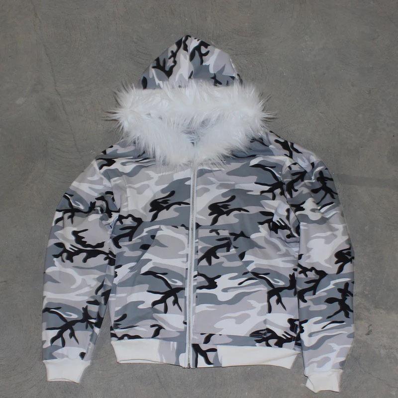 2KWEIRD Harajuku Y2k Millennial Hottie Amerykański Retro Bluza z Kapturem na Zamek z Futerkiem Szytym Bluza z Kapturem na Zamek Damska Jesień/Zima Hip Hop Kurtka na Zamek