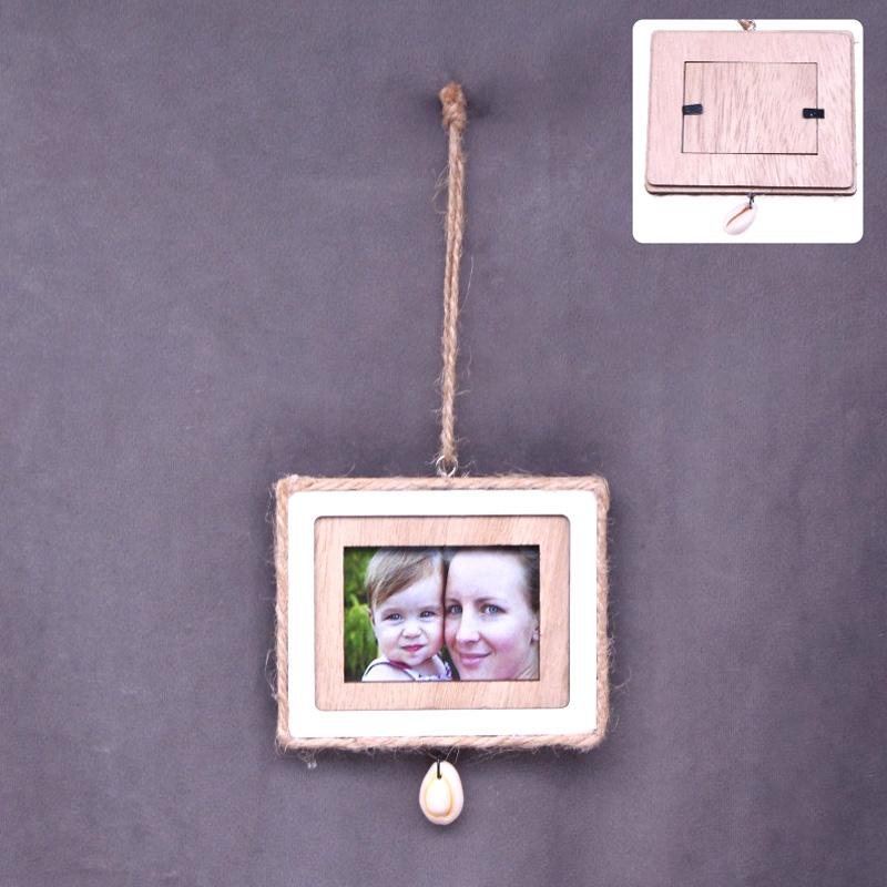 1pc Decorate Tree Hanging Decorations Gifts Home  ? Wooden Photo Frame Pendant Ornaments Prop