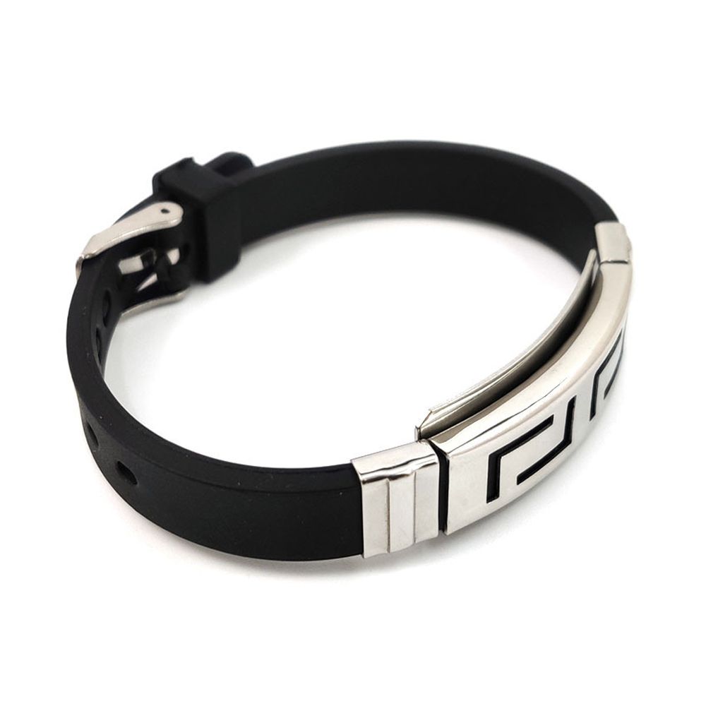 Pattern Stainless Steel Cross Silicone Bracelet Jewelry Accessories Men Wristband Korean Hand Rope