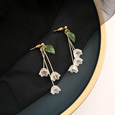 Zelená náušnica Konvalinka pre ženy Módne Elegantné Biele Kvetinové Visacie Náušnice Svadobná Párty Šperky