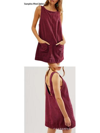 Women's Corduroy Sleeveless Vest Dress for Autumn/Winter – European & American Style Casual Wear