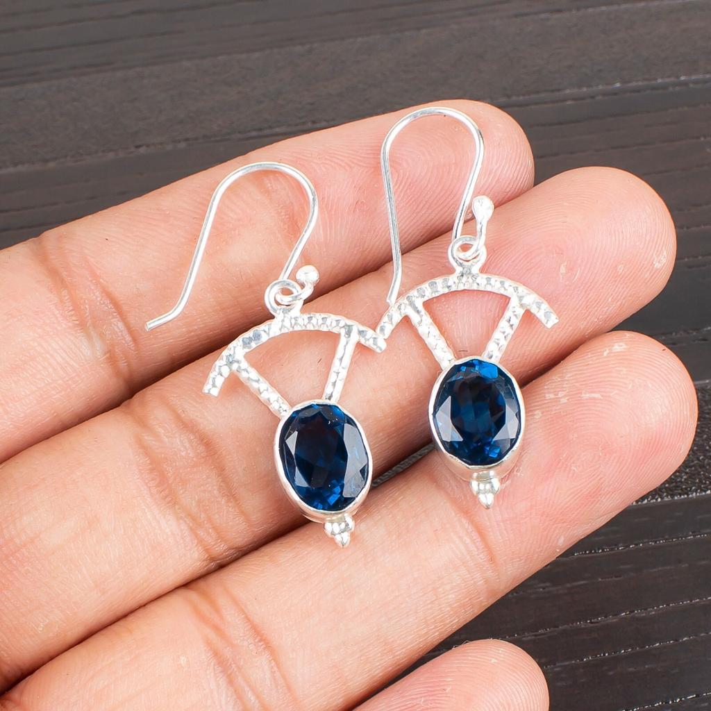 London Blue Topaz Gemstone 925 Sterling Silver Jewelry Drop/Dangle Earrings1.50" EE-51-5