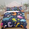 Kids Cartoon Dinosaur Bedding Set KingQueenFull Size Cute Animal World Duvet Cover Orange Yellow Polyester