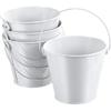 PATIKIL 4.7 Inch Colored Metal Buckets, 4 Pack Pencil Holder Buckets Round Metal Planter Pails Container with Handles for Classroom Crafts, Light