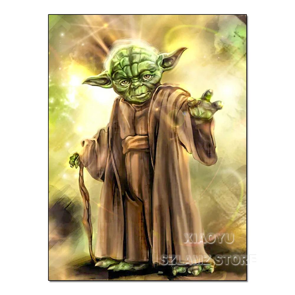 Diamond Painting Yoda Rhinestone Picture Cartoon Full Round Drill Mosaic Embroidery Mandalorian Home Decor Gift