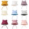 Summer Baby Comfortable Solid Color Little Hat Baby Pure Cotton Bear Ear Fisherman Hat Children Sunshade Hat