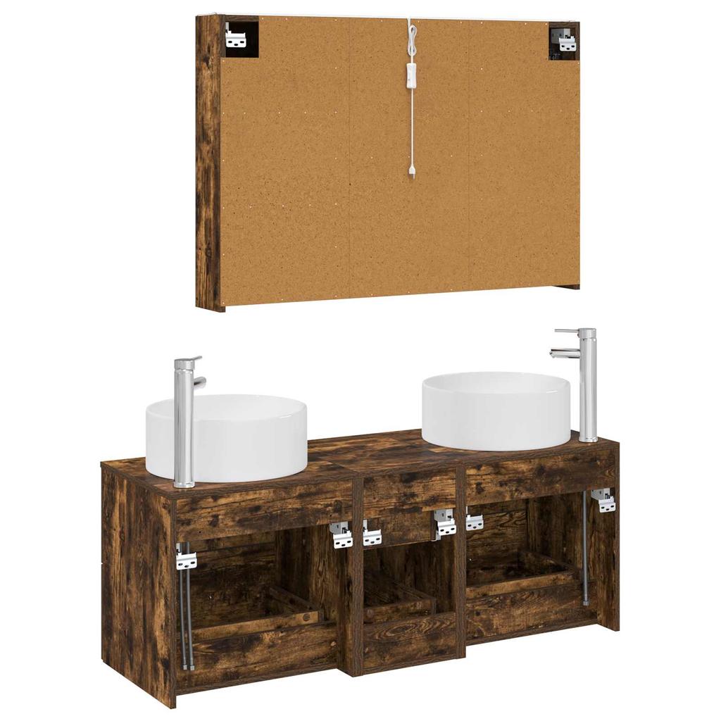 Bathroom Furniture Set 4 pcs Smoked Oak