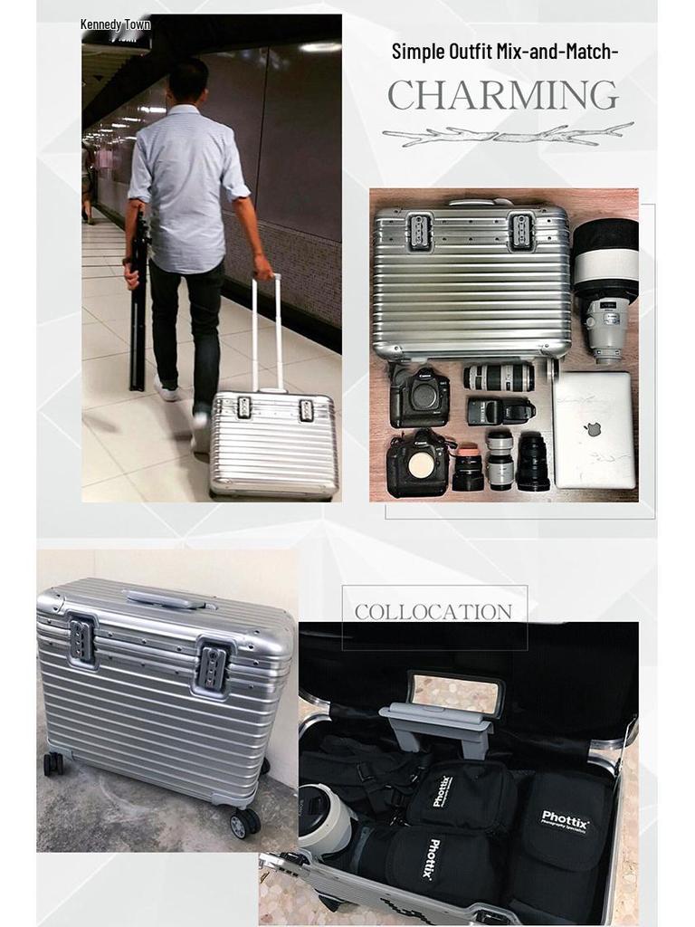 Aluminum-Magnesium Alloy Multi-Functional Carry-on Trolley Suitcase for Photography
