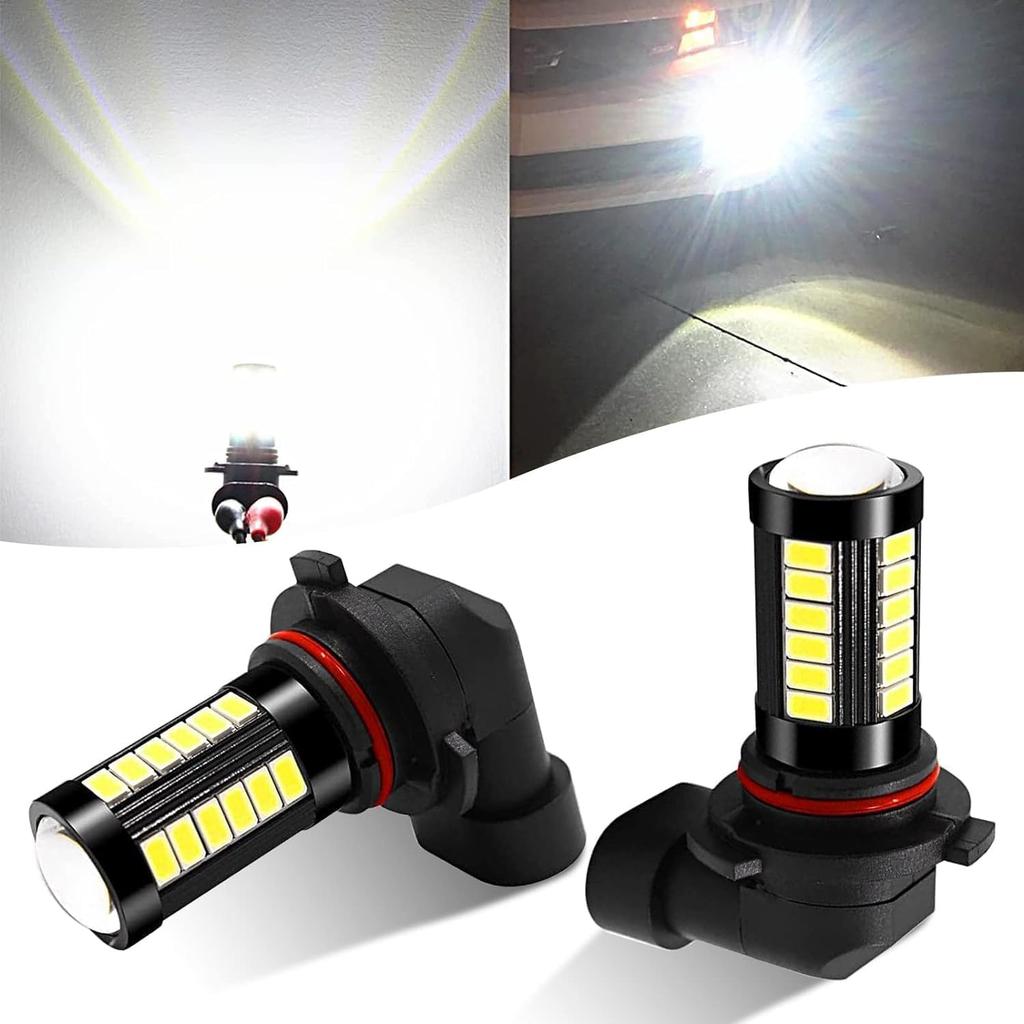 2 PCS 9006 Car LED Fog Light Bulbs, 6500K White Super Bright Anti-fog Lights, 12V Plug and Play 1500 Lumen Power LED Bulbs, Universal for Car, Truck,