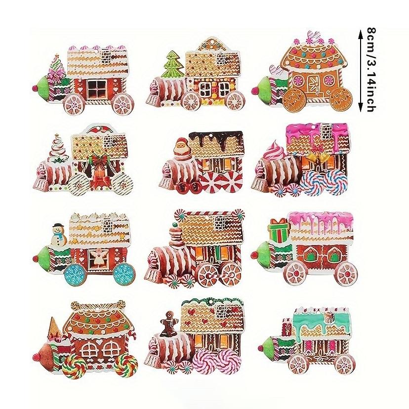 

Рождественские украшения Деревянные красочные украшения для конфетных домиков Украшения для рождественской елки Украшения для дома Рождественские наборы ручной работы 12PCS-1Set