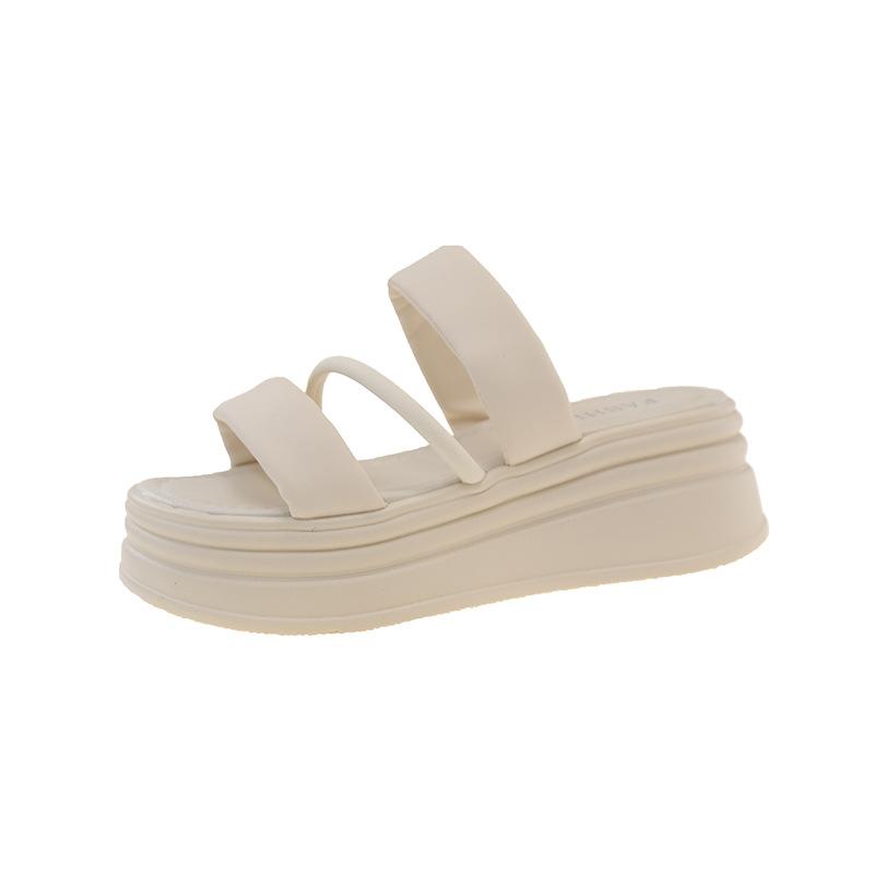 Pantoufles pour femmes vêtements d'extérieur 2025 été nouvelles sandales mode plateforme compensée chaussures de plage étudiantes pantoufles cool