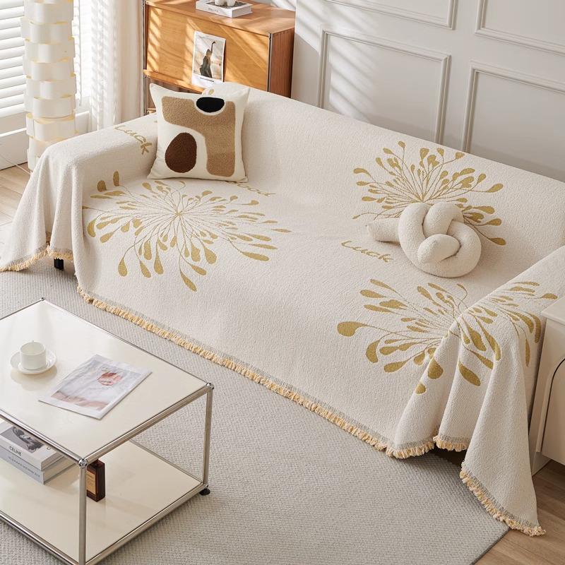 Autumn Winter Thick Solid Color Plush Sofa Towel Sofa Cover Cloth White Sofa Cover Non-Slip One-Piece Cover Towel