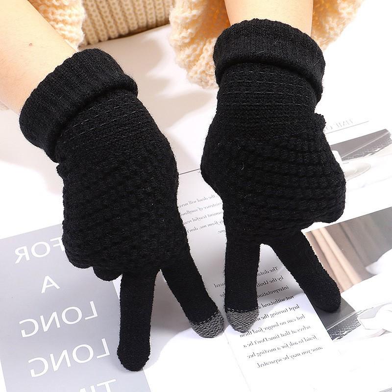 Autumn And Winter Touch Screen Gloves Knitted Jacquard Thick Warm Finger Men And Women Foldable Non-Slip Gloves