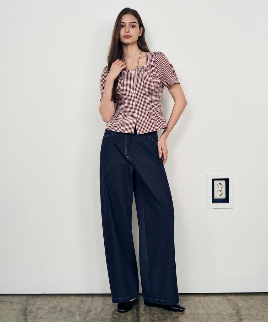 Laneonkyulleoseu Denim-Like Wide Pants_Navy