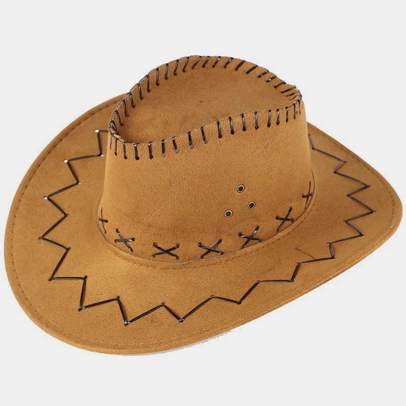 Unisex Western Faux Suede Cowboy Hat - Sun Protection for Outdoor Leisure & Travel