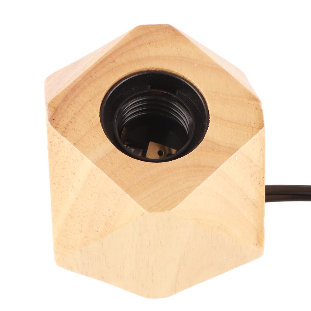 Wooden Diamond Lamp Base E26 Socket Modern Small Wood Table Lamp Base for Home Decor