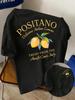 Sommer Unisex Baumwoll-T-Shirt Vintage Positano Zitrone Grafik Rückendruck Rundhalsausschnitt Täglich Lässig Outdoor Sport Kurzarm Oberteile