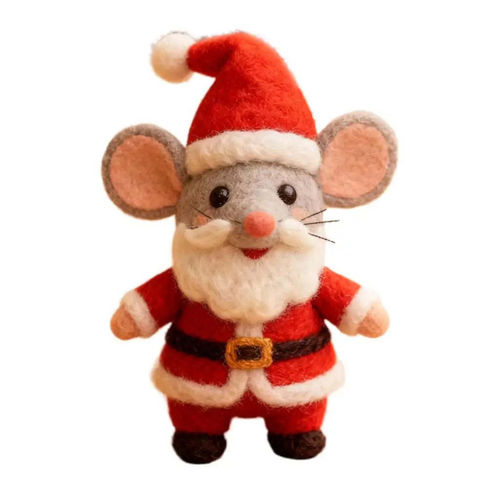 

Wool Felt Mouse Ornament Christmas Holiday Home Docor Handmade Cute Felted Small Mice Mouse Kit Ornaments Needle Gifts V8G7
