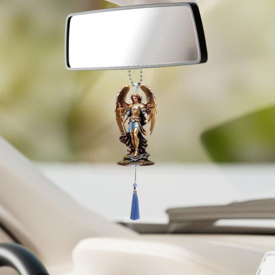 Yousheng Car Angel Ornament Acrylic Flat Hanging Decor with Lanyard Reusable Holiday Pendant for Rearview Mirror Window Wall Tree Gift Decoration