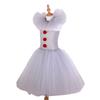 3Pcs Kids Girls Scary Halloween Clown Costume Clown Cosplay Costume Dress Gloves Red Hairpin Clown Makeup Kit Gifts