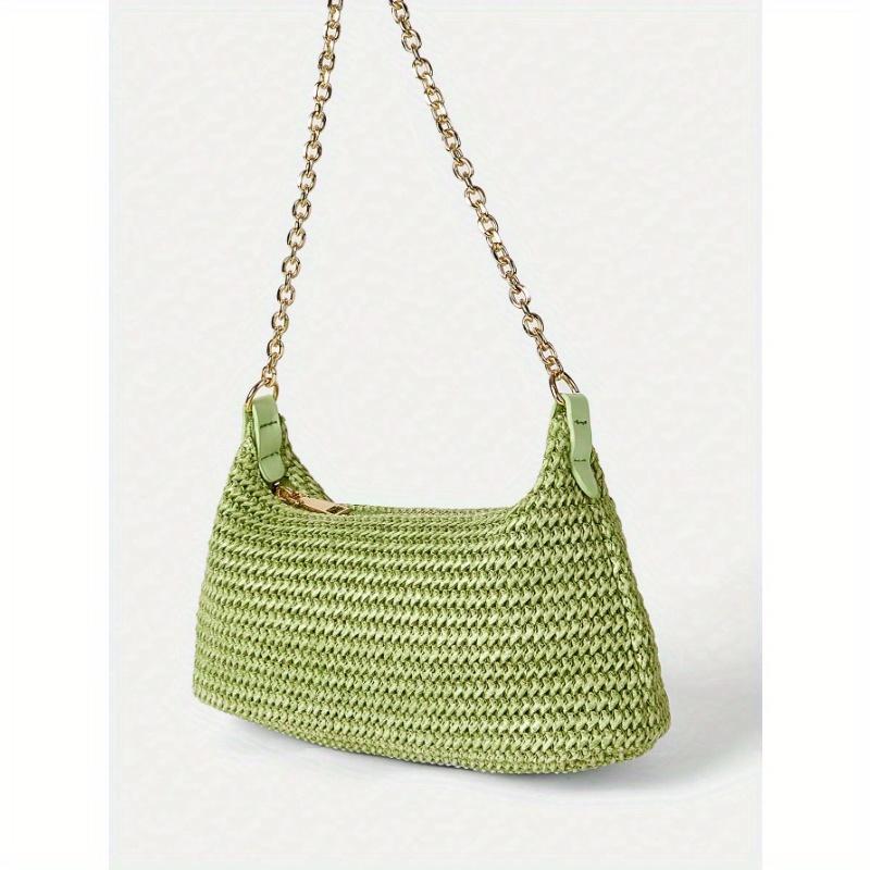 New Arrival Fashionable Bohemian Style Woven Rattan Bag with Chain Strap, Shoulder Bag, Suitable for Daily Casual, Vacation, Shopping