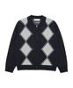 W Standard Argyle Collared Zip-Up Cardigan [2 Colors]