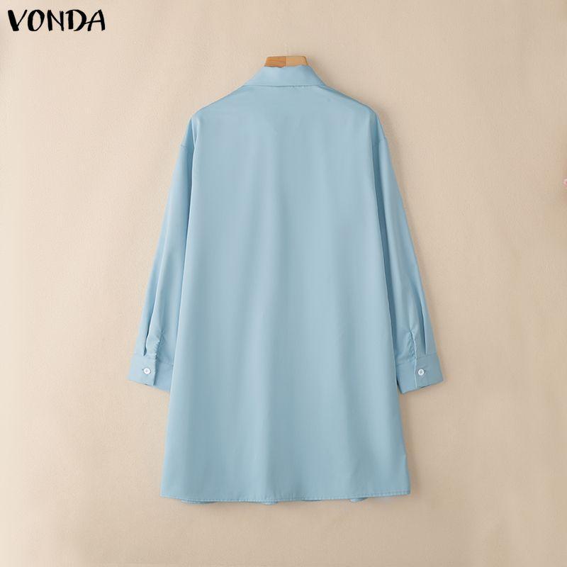 VONDA Damska Sukienka Mini z Klapami, Długim Rękawem, Zapinana na Guziki, Casualowa Tunika