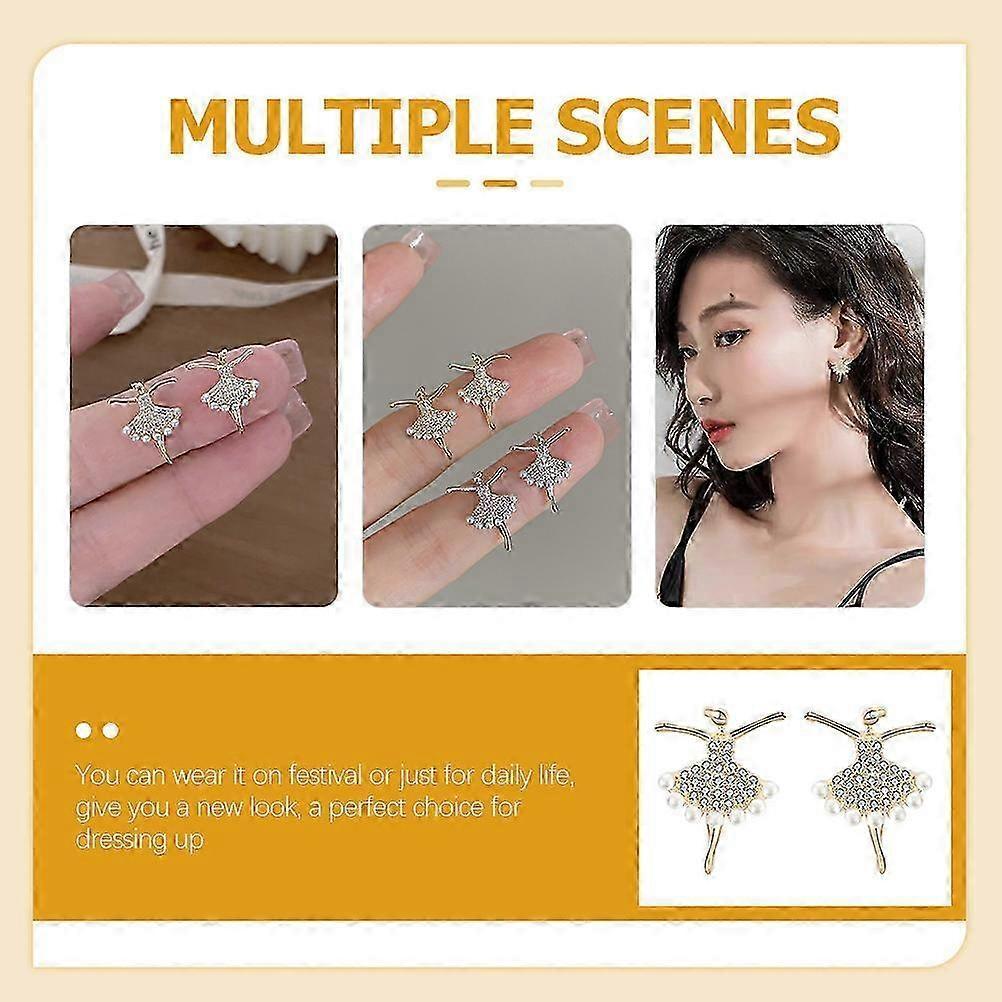 Golden Dancer Figure Earrings For Women Daily Wear Craftsmanship 0.67x0.51 Inches 4 Pairs