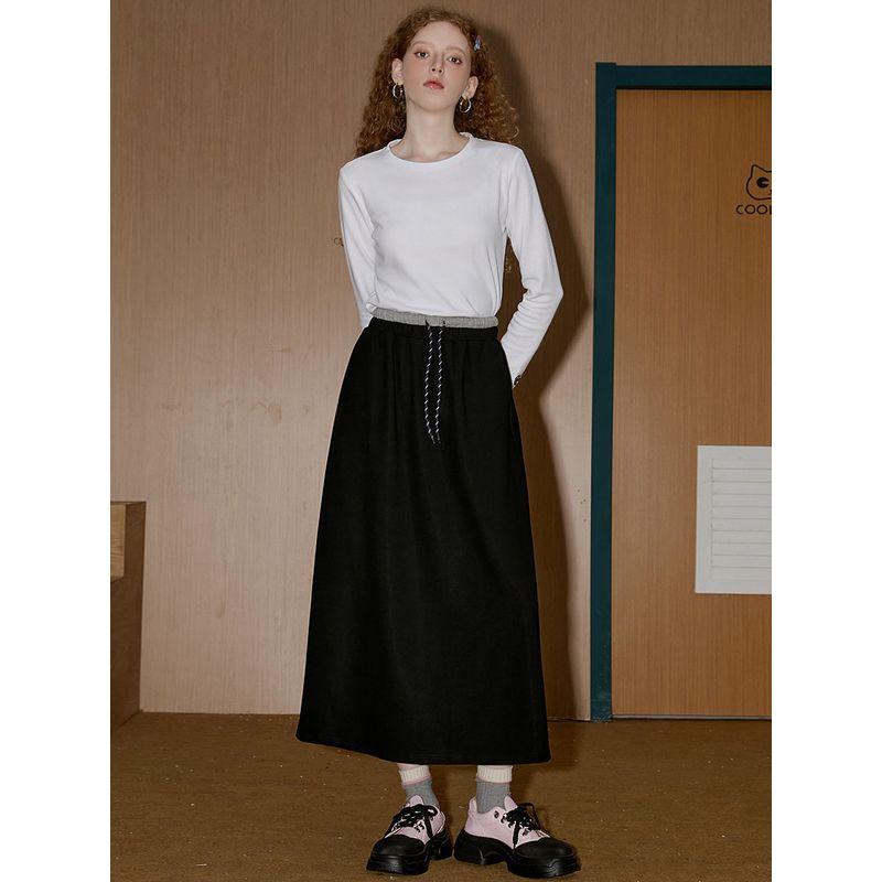 Coolhut2026 Spring Versatile Casual Patchwork A-Line Skirt Women's Long Skirt High Waist