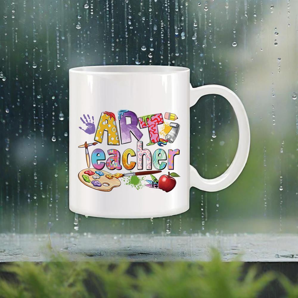 

Кружка на тему Дня учителя Милая кружка для воды для педагогов Цветной шрифт Кофейная чашка Художественная надпись Посуда для напитков Школа Офис Использование Милая 330ml