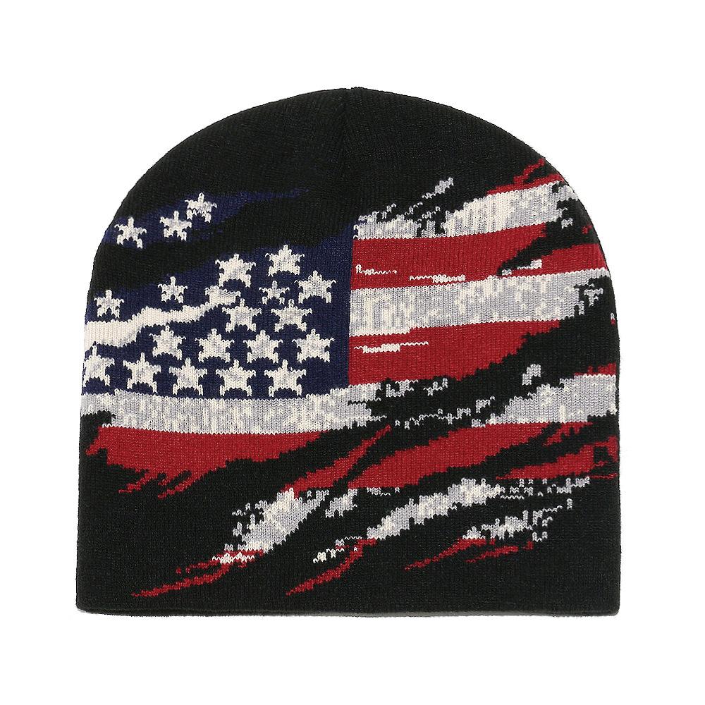 Cold Hat Men's Winter New Pullover Hat American Retro Flag Star Jacquard Knitted Hat Ear Protector Wool Hat