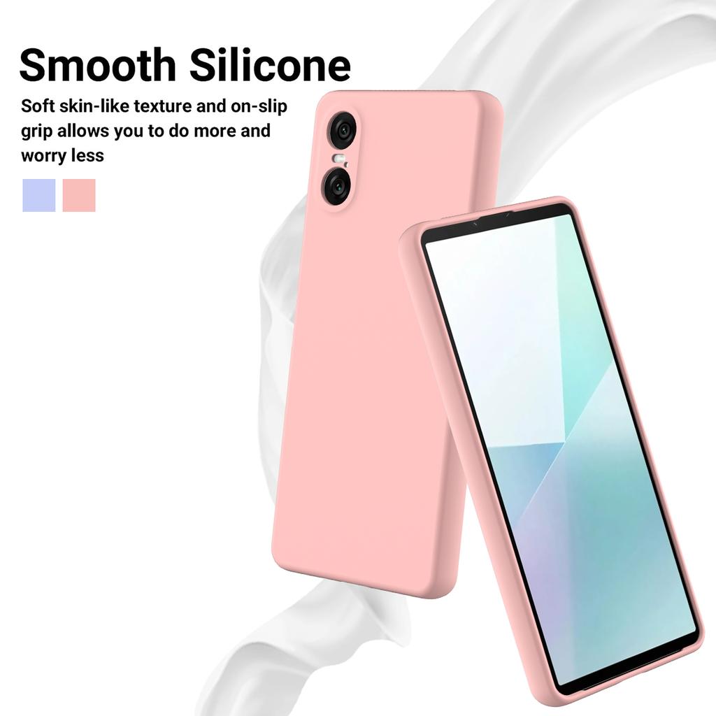 Für Sony Xperia 10 VI Hülle Flüssigsilikon Schutzhülle mit Handschlaufe