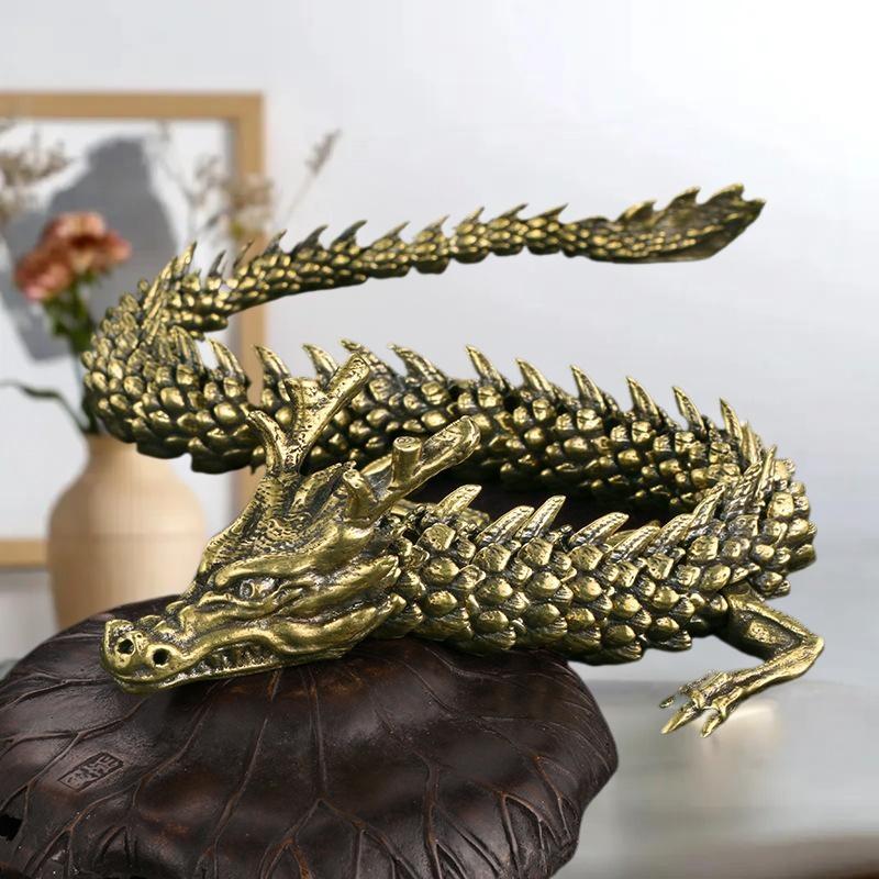 1Pcs Moveable Articulations Retro Alloy Serendipity Dragon Workplace Ornaments 3D Dragon Figure Residence Embellishment Tokens.