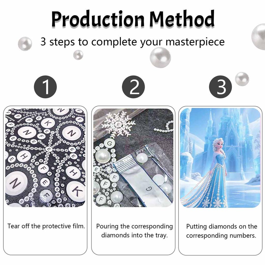 Disney Elsa Pearl Art Creative Pearl Style Artwork 5D DIY Pearl Embroidery Mosaic Cross-Stitch Kit for Home Decor
