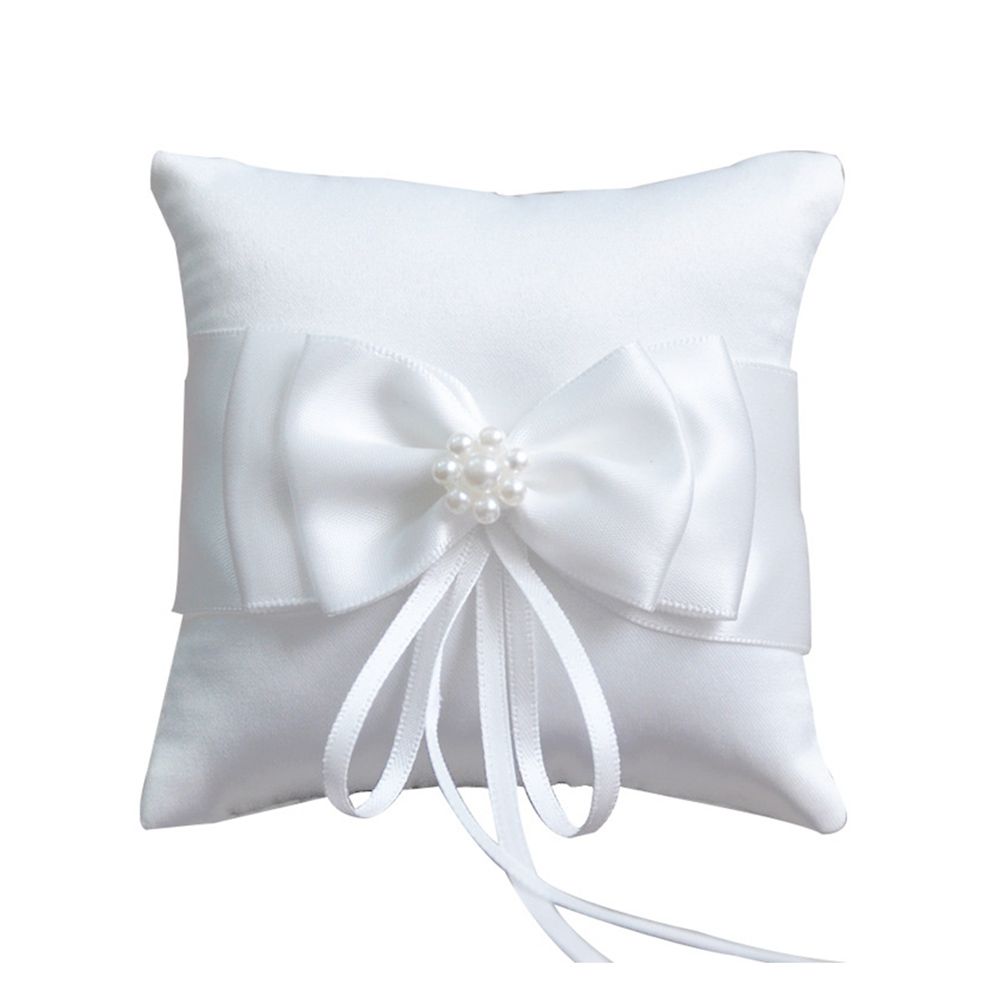 Bow Bridal Decor With Ribbon Pearls Ring Pillow Wedding Supplies Ring Bearer Pocket Ring Pillow