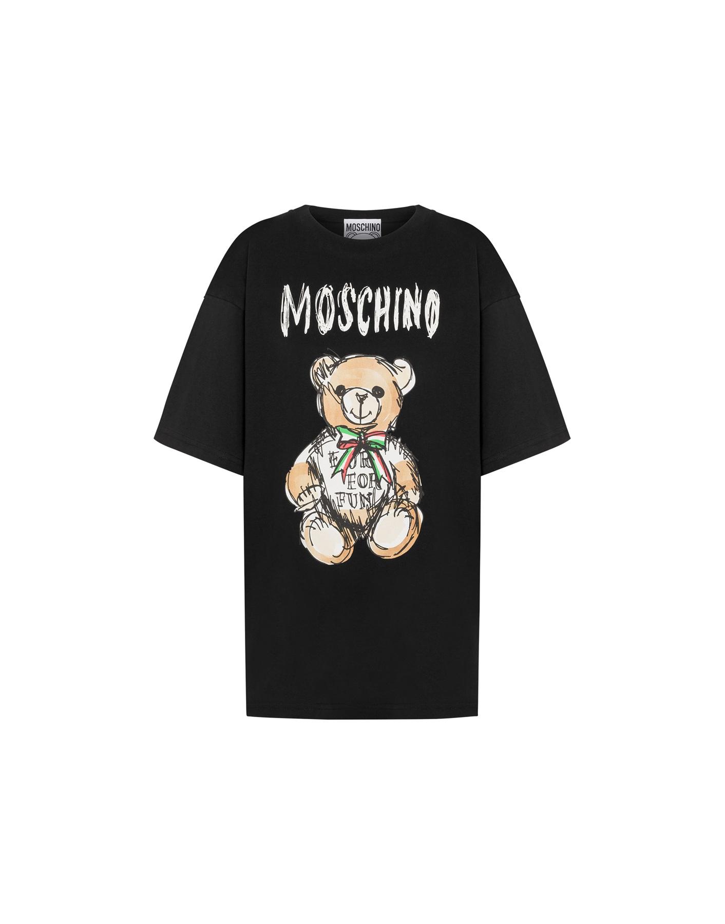 Moschino Teddy Illustration Print T-Shirt Black/Xxs