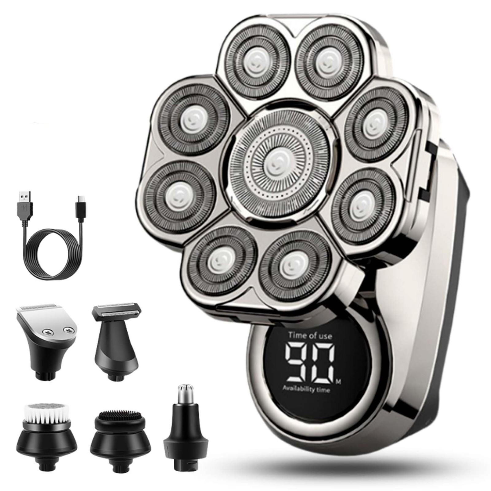 

Бритва с плавающей головкой 9D, Съемные бритвы 6-в-1, Водонепроницаемая IPX7 для влажного/сухого бритья, Интеллектуальный светодиодный дисплей, Перезаряжаемая беспроводная One Size