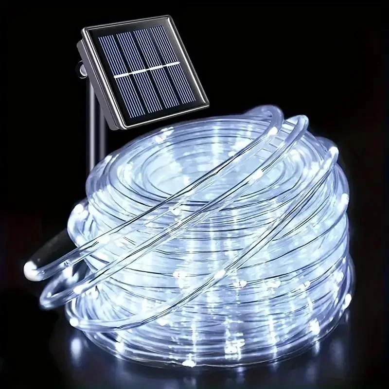 7m 12m Solar 100LED Lights Outdoor Garden Solar String Rope Lights Outdoor Led Garland Lamp for Wedding Party Decoration 8 Modes