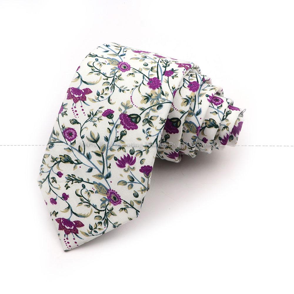 New Chic, Blumenkrawatte, 100 % Baumwollkrawatte, für Männer, helle Farbe, lässige schmale Krawatte, Hochzeitsfeier