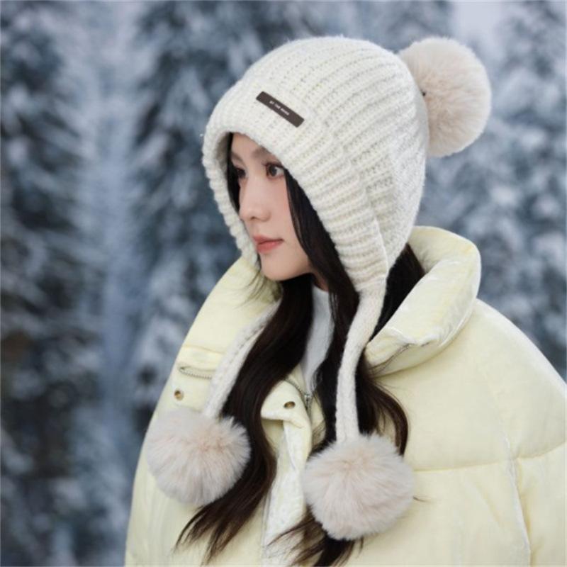 Beanie Hat with Earflap, Stretchy Acrylic Fabric, Adjustable Cap, and Storage Pocket, Hand Wash or Dry Clean