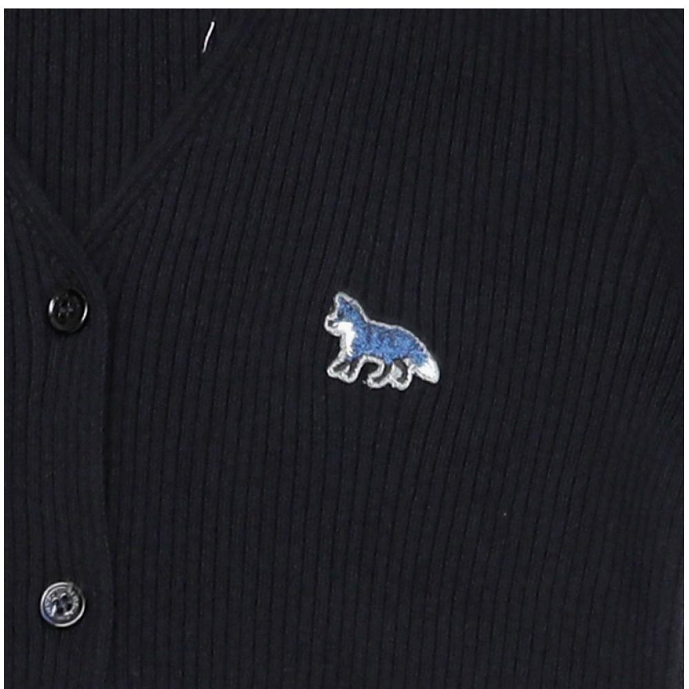 MaiSon KitSune Baby Fuchs Patch Rippstrick V-Ausschnitt Damen Strickjacke Ow00501kt1091