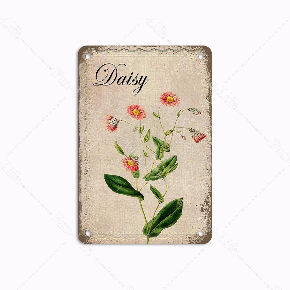 Metallblechschilder im Vintage-Stil mit Blumen, Retro-Grünpflanzen, Metallplakate, Schilder, Plakette für Bar, Kneipe, Garten, Bauernhof, Heimwanddekoration, 20 x 30 cm
