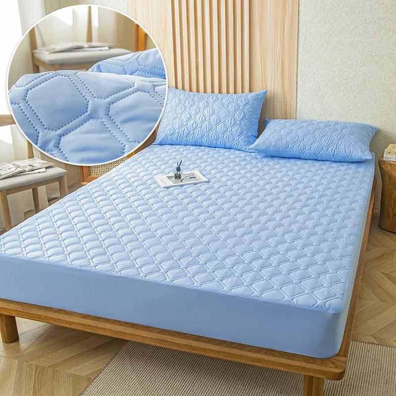 Waterproof Mattress Cover Bed Protector Case with Elastic Band Mattress Cover Fitted Sheet Soft Breathable King Mattress Cover Protector