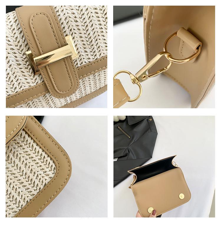 2024 Spring/Summer Women's Knitted Colorblock Straw Handbag – Mori Style