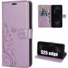 Coque De Protection - BOOLING - Pour Samsung Galaxy S25 Edge - Rabat Synthécuir Relief Floral Violet
