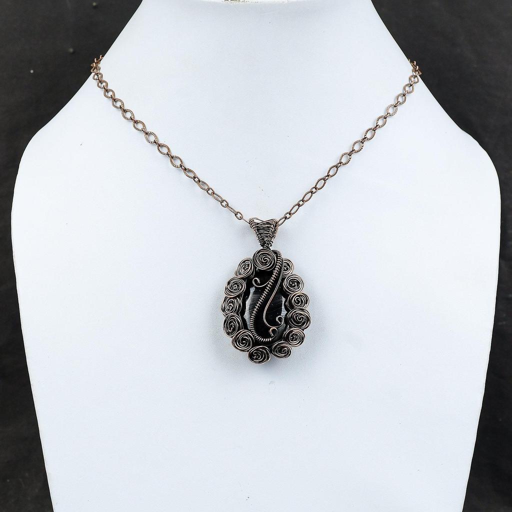 Psilomelane Pendant Copper Wire Wrapped Pendant Gemstone Pendant Handmade Copper Wire Wrapped Jewelry Wedding Gift For Her Designer Pendant