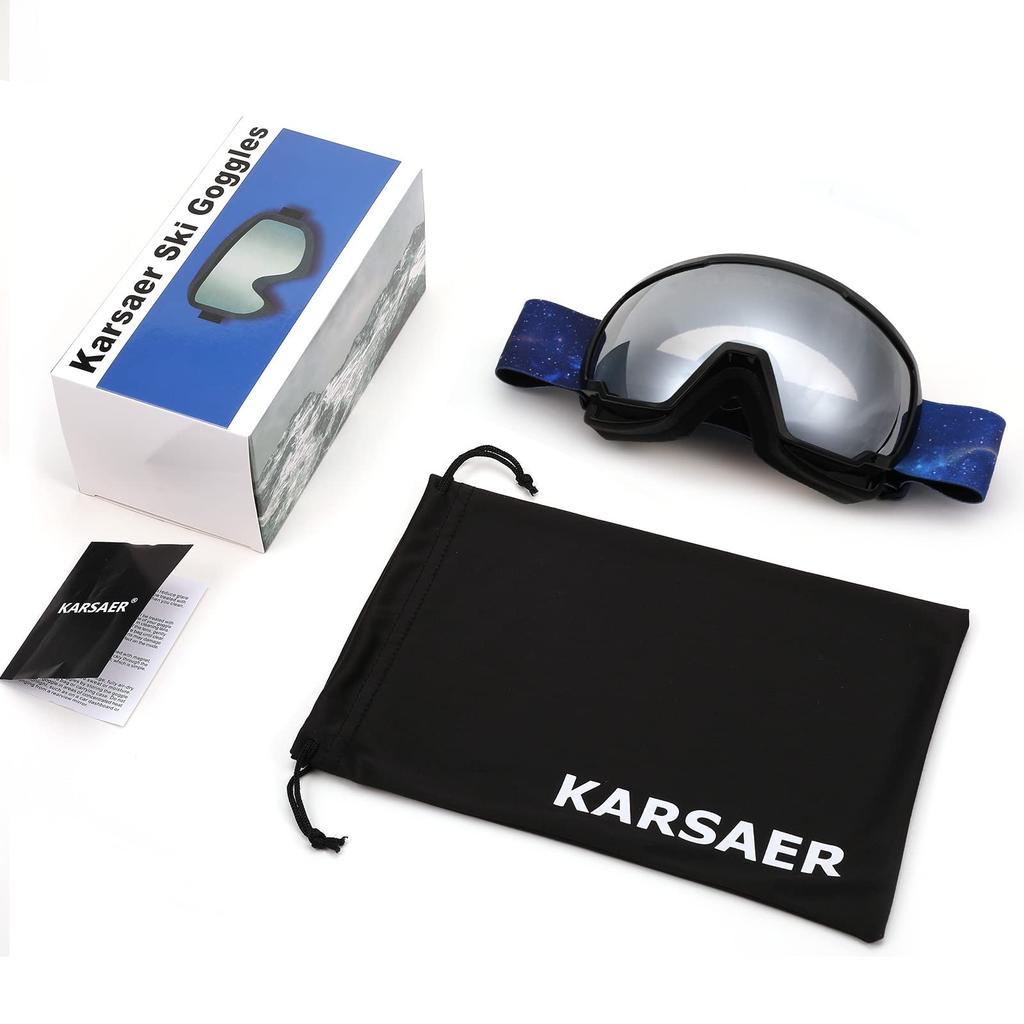 Karsaer Lyžařské brýle pro muže a snowboard UV400 Sférové Dvojité pro B7148 Ženy, Proti zamlžování, Brýle, OTG, Ochrana, Čočka, Unisex, Mládež,