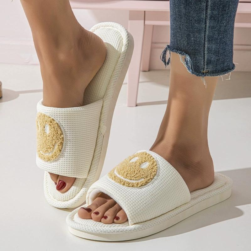 Fashion Non Slip Cartoon Slippers for Women Spring Autumn Fashion Mix Color Linen Slippers Woman Comfort Soft Sole Linen Slides Female