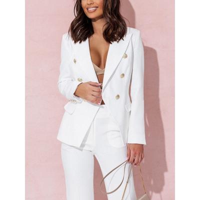 Ladies Solid Color Lapel Professional Suit Temperament Elegant Double-breasted Suits Women's Two-piece Set